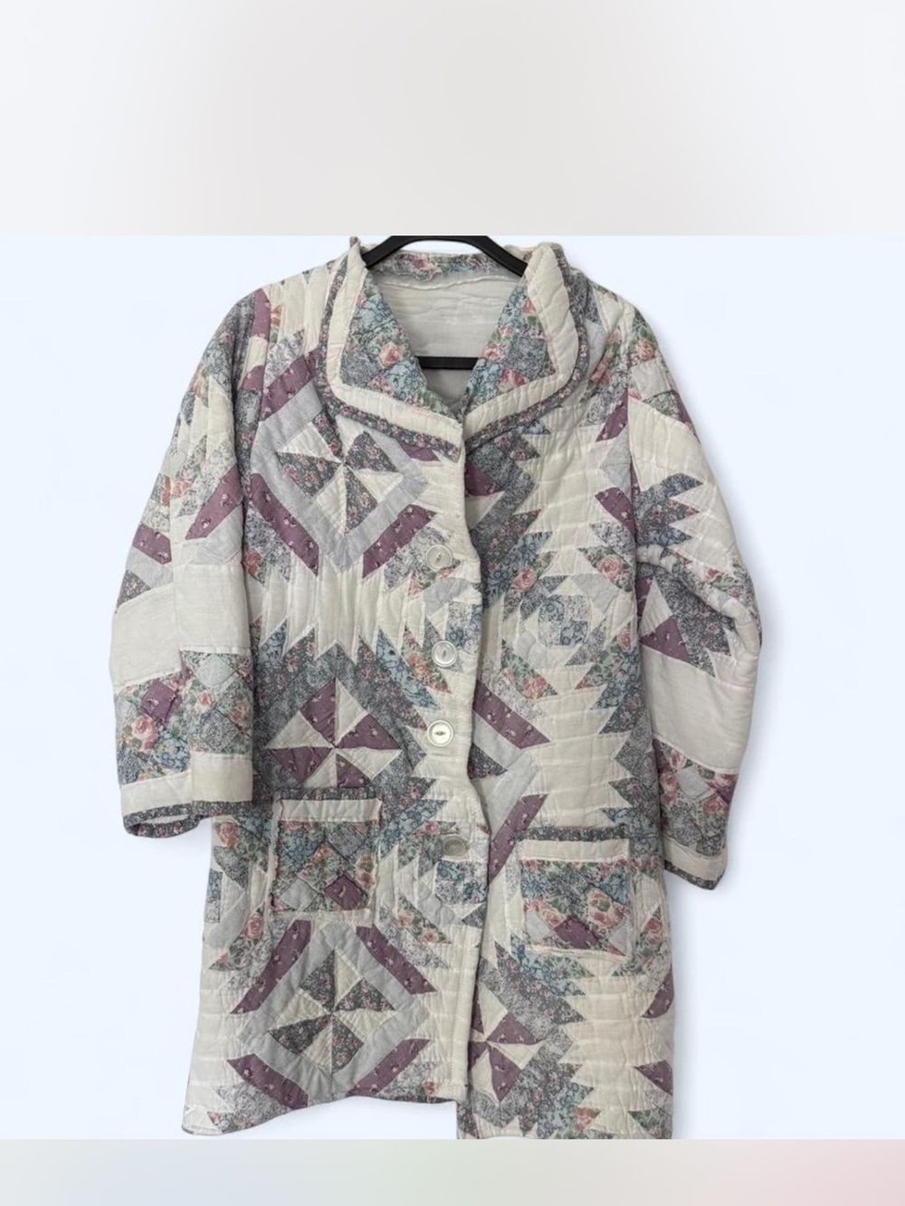 Quilt Coat Patchwork Coat - Cream & Mauve